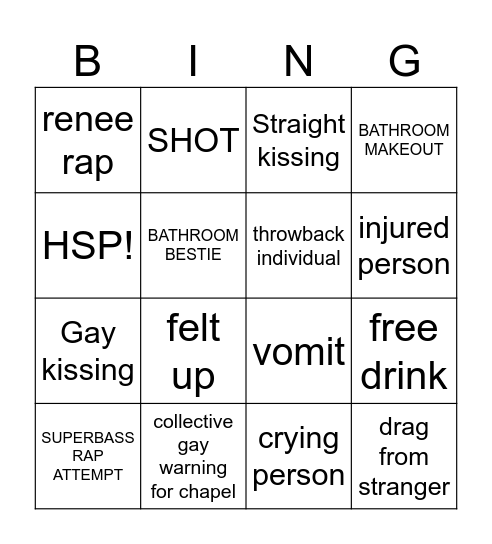 YAHYAHS Bingo Card