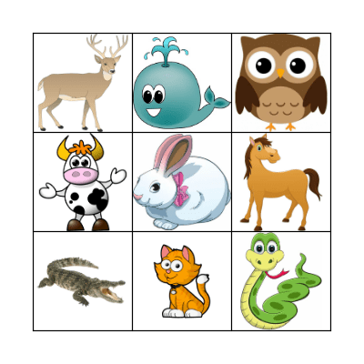 Animal Bingo Card