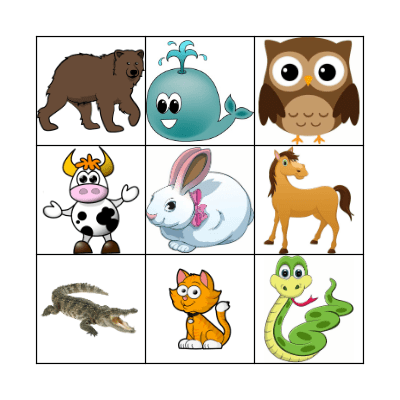 Animal Bingo Card
