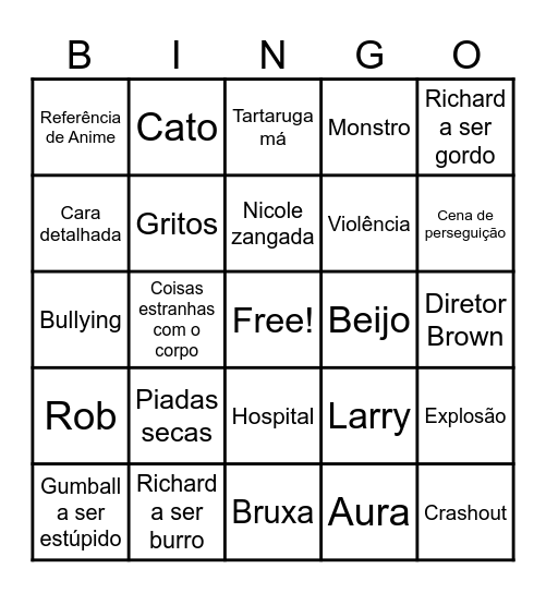 Gumball Bingo Card