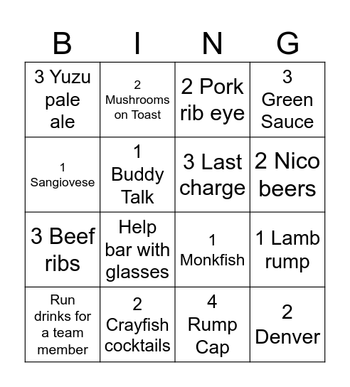 Blacklock Bingo Card