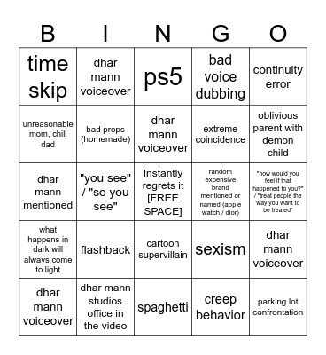 Dhar Mann Bingo v3 Bingo Card