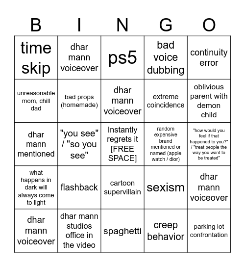 Dhar Mann Bingo v3 Bingo Card