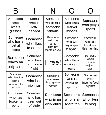 Human Bingo Card