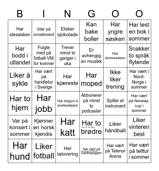 Finn noen som ... Bingo Card