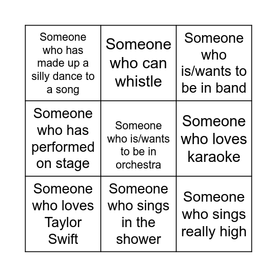 Musician Bingo Card