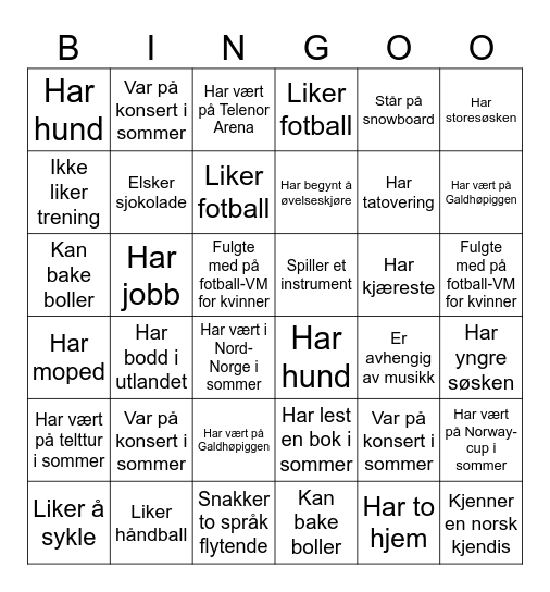 Finn noen som ... Bingo Card