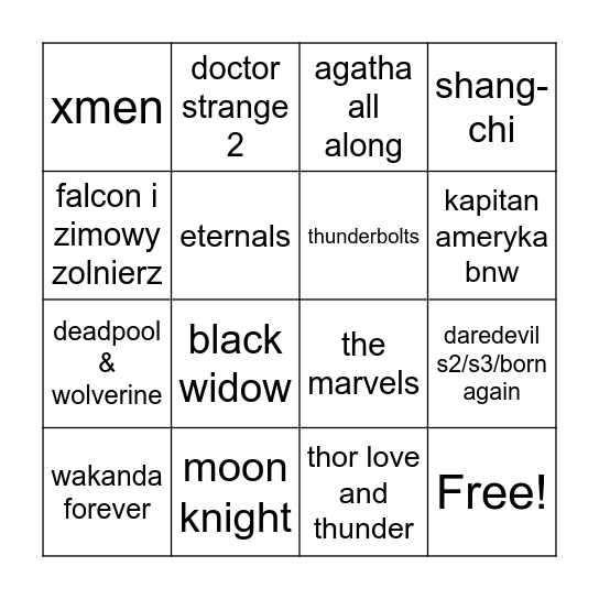 ogladanie Bingo Card