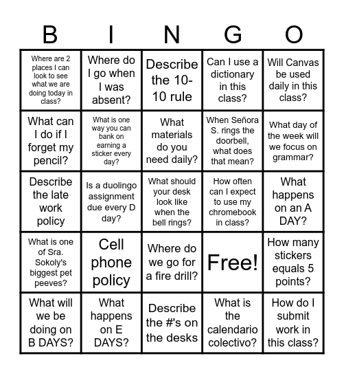 Untitled Bingo Card