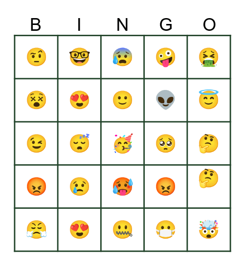 Emojis Bingo Card