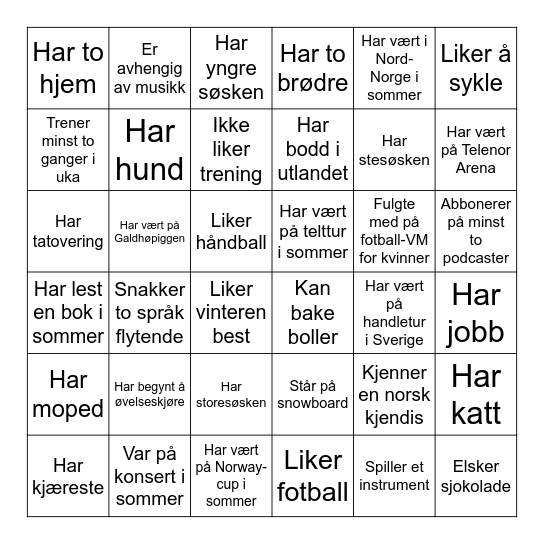 Finn noen som Bingo Card