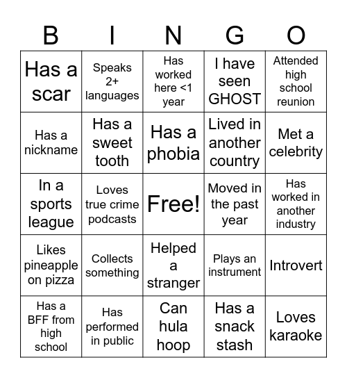 Nada Bingo Card