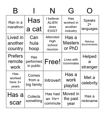 Kafita Bingo Card