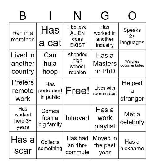 Kafita Bingo Card