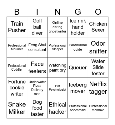 Worlds Strangest Jobs Bingo Card