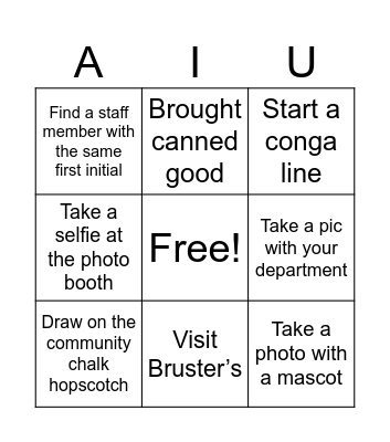 AIU Back to School Bingo Card