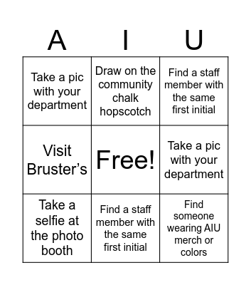 AIU Back to School Bingo Card