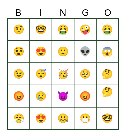 Emojis Bingo Card