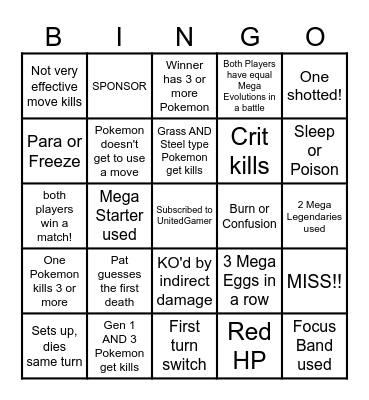 Then we fight bingo UG Mega Eggs Bingo Card