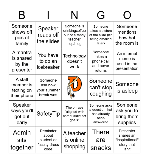 Rah Rah Bingo Card