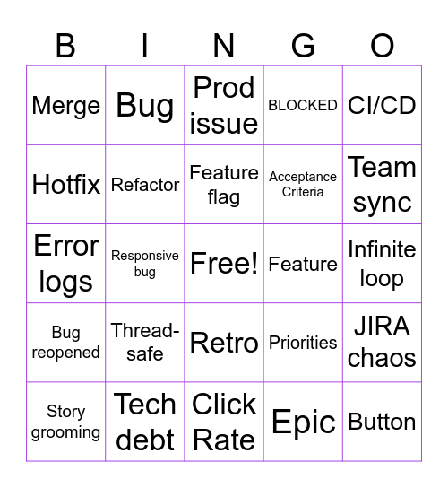 Software Tech 2 Bingo Card