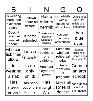 Find someone who Bingo Card