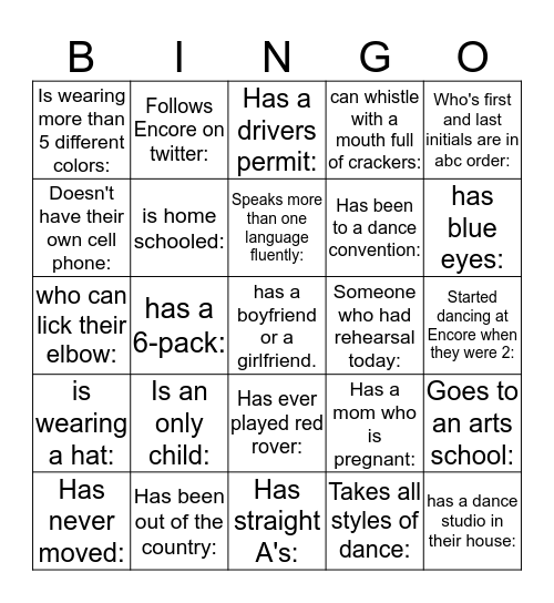 Find someone who Bingo Card