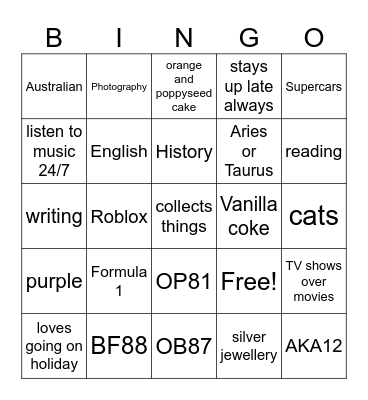 Untitled Bingo Card