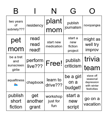 28 Bingo Card