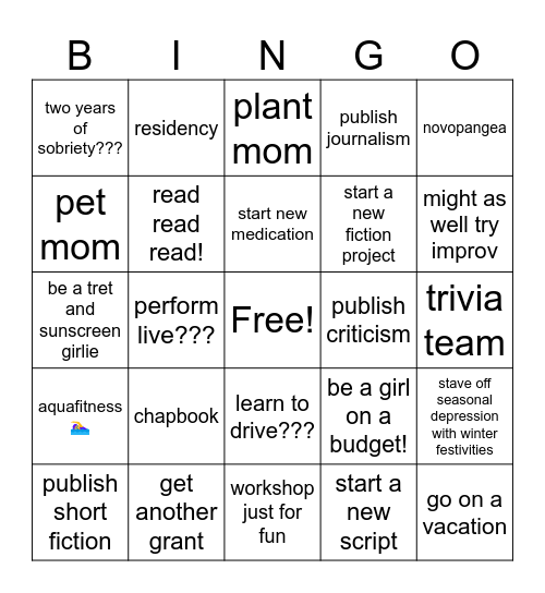 28 Bingo Card