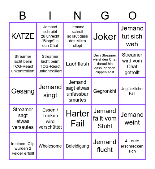 Twitch Clips Germany Bullshit Bingo - by EinfachElmo Bingo Card