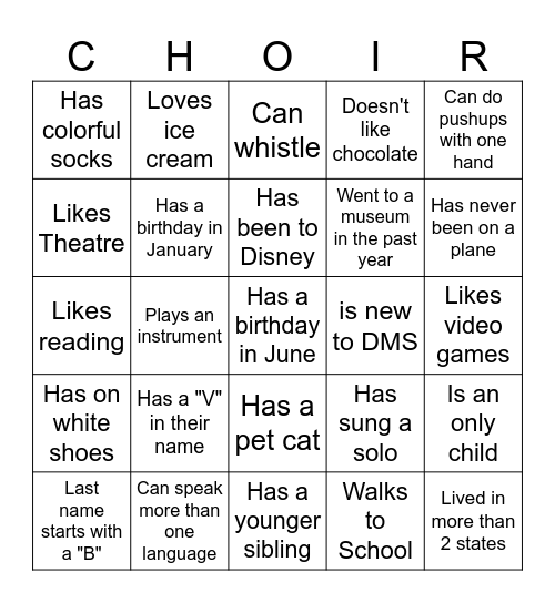 Find someone who... Bingo Card