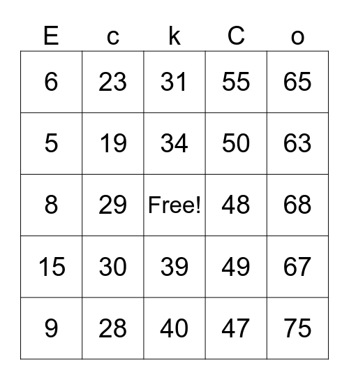EckCo Picnic 2025 Bingo Card