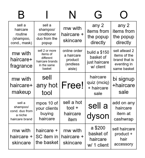 The Ultimate haircare Bingo Card