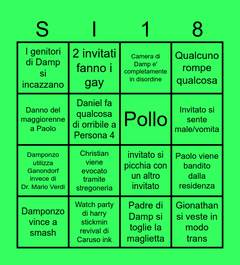 Damponzo Birthday Bingo Card