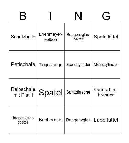 Laborgeräte - Bingi Bingo Card