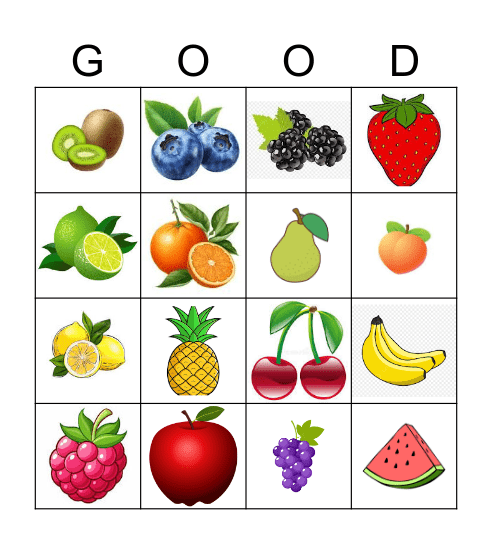 Fruit Bingo Card