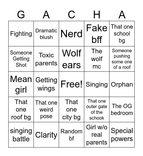 Gacha life bingo 2 Bingo Card
