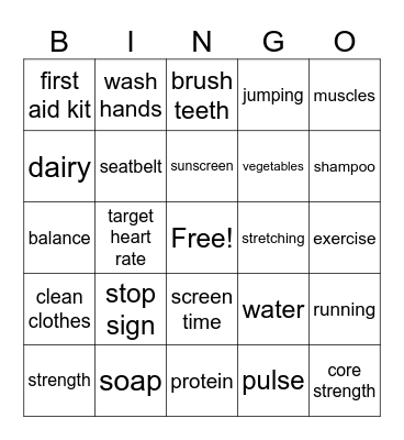 Health Bingo Card