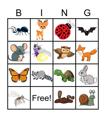 Forest Animals Bingo Card