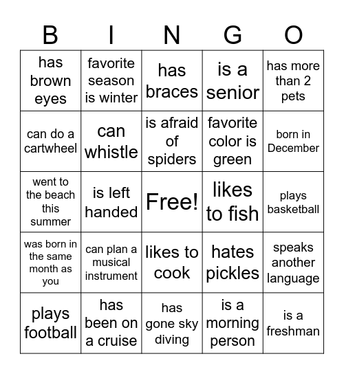 Find an FFA Member who.... Bingo Card