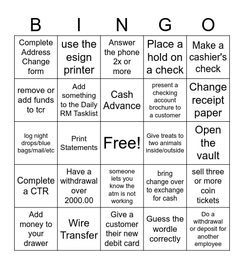Teller Bingo Card