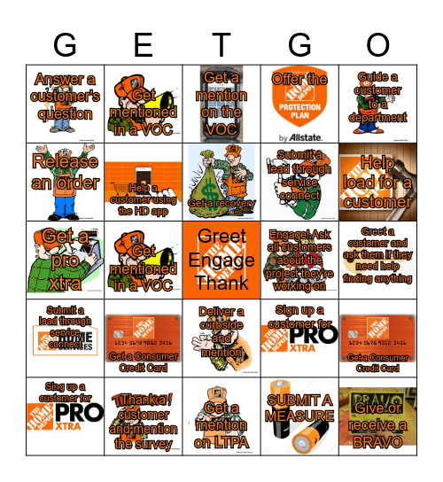 HOME DEPOT Bingo Card