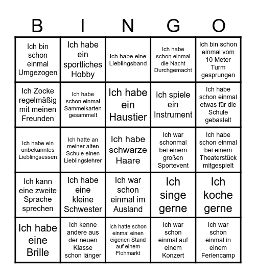 Kennenlern-Bingo Card