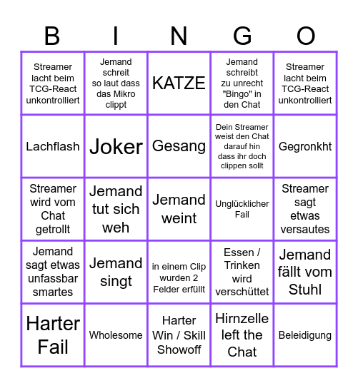 Twitch Clips Germany Bullshit Bingo - by EinfachElmo Bingo Card