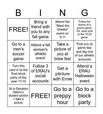 Eagle Flight Checklist Bingo Card