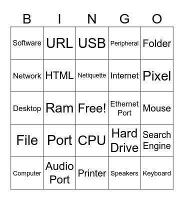 Computer Apps Bingo Card