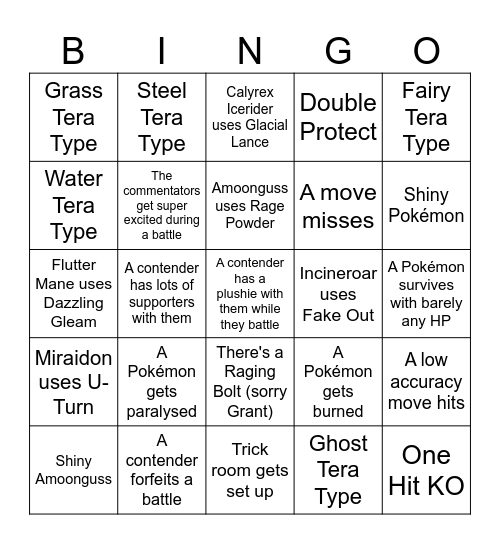 Pokémon VGC finals 2025 Bingo Card