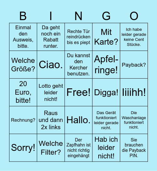 Tankstellen Bingo Card