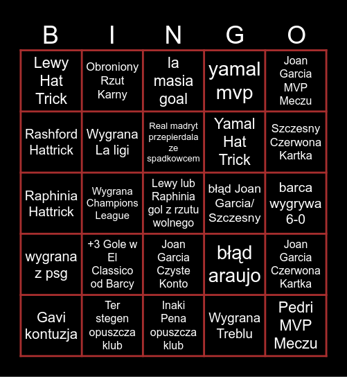 barcelona Bingo Card